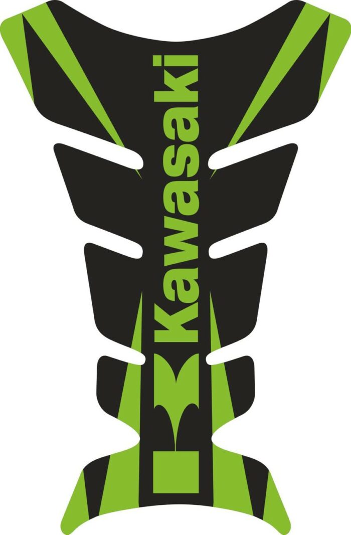Объёмные 3D наклейки на бак Kawasaki green-black