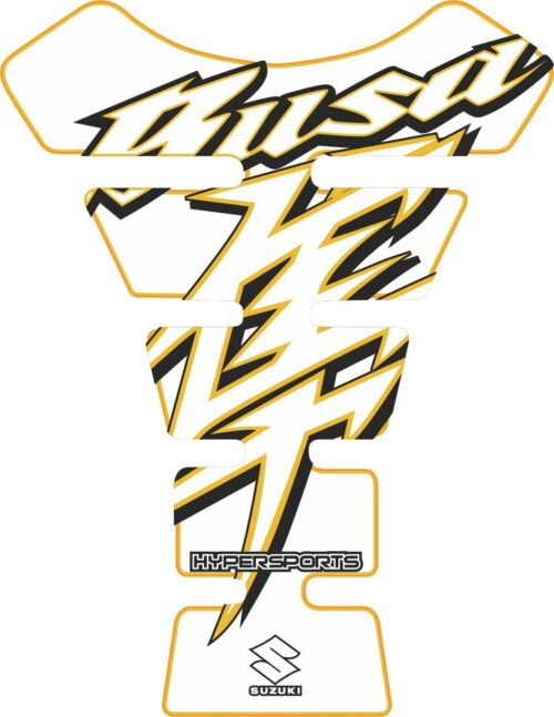 Объёмная 3D наклейка на бак Suzuki-Busa-white-yellow-black