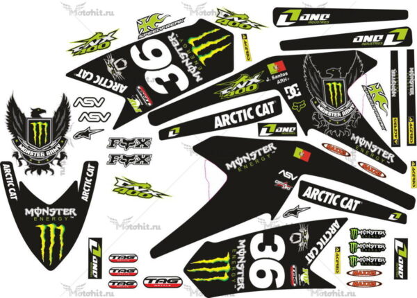 Комплект наклеек ARCTIC CAT DVX-400 MONSTER-ENERGY