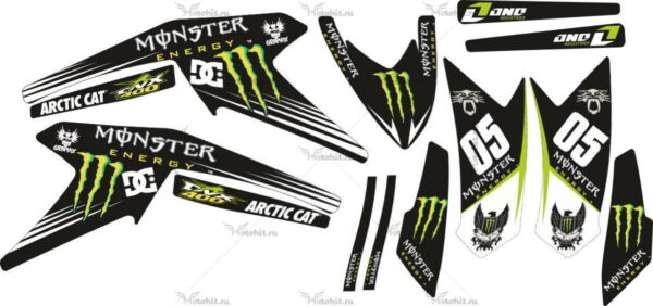 Комплект наклеек ARCTIC CAT DVX-400 MONSTER-ENERGY-BLACK