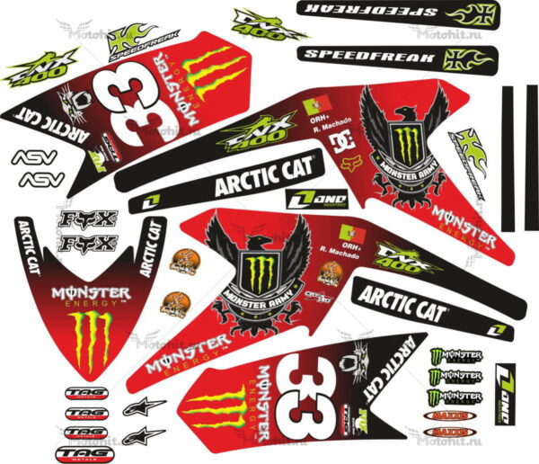 Комплект наклеек ARCTIC CAT DVX-400 MONSTER-RED