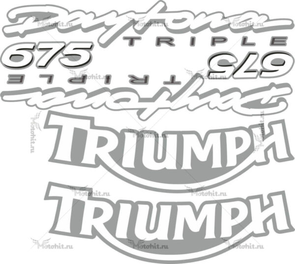 Комплект наклеек DAYTONA-675 2006 TRIUMPH-SILVER