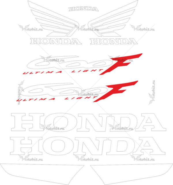 Комплект наклеек Honda CBR-600-F4 1999-2000 WHITE-TXT