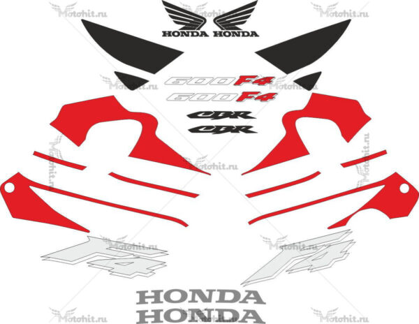 Комплект наклеек Honda CBR-600-F4 1999 RED