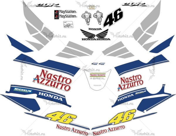 Комплект наклеек Honda CBR-600-F4I 2002 SILVER-NASTRO