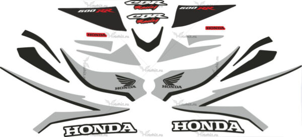 Комплект наклеек на HONDA CBR-600-RR 2007 BLACK-SILVER