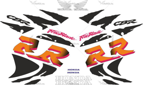 Комплект наклеек Honda CBR-900-RR 1998-1999 BLACK-ORANGE