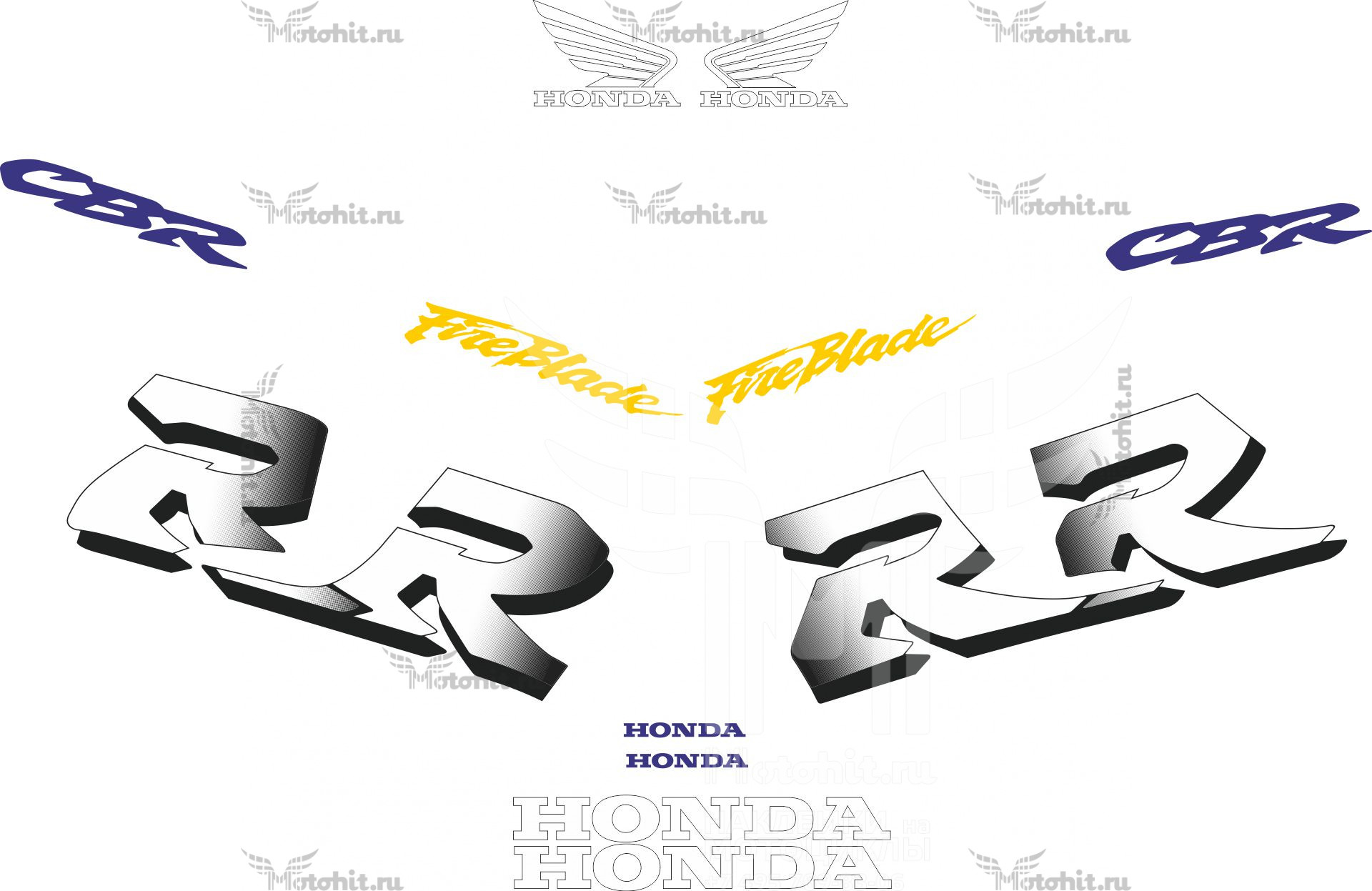 Комплект наклеек Honda CBR-900-RR 1998-1999 FOR-RED ONLY TEXT