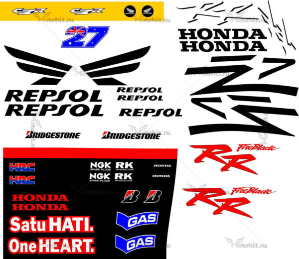 Комплект наклеек Honda CBR-954 REPSOL-STONER