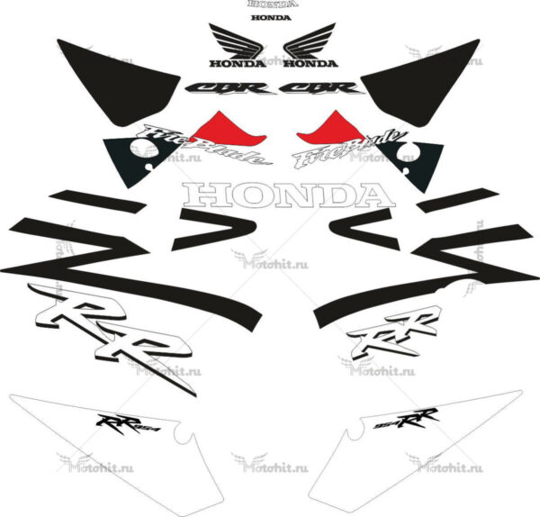 Комплект наклеек Honda CBR-954-RR 2002-2003 GRAY-BLACK