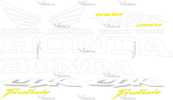 Комплект наклеек Honda CBR-1000-RR 2006 FIREBLADE-ONLY-TXT-WHITE