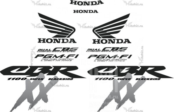 Комплект наклеек Honda CBR-1100-XX 1999-2007 all black