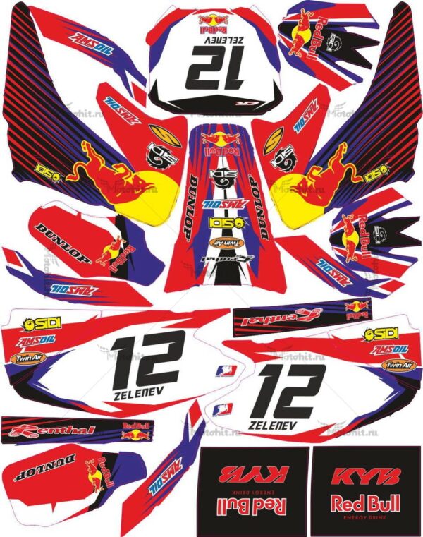 Комплект наклеек Honda CR 125-250 2002-2007 REDBULL