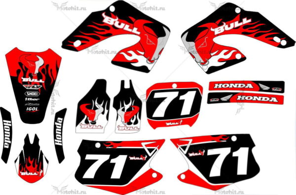 Комплект наклеек Honda CR-125 CR-250 2000-2001 BULL