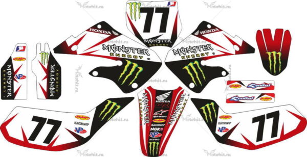 Комплект наклеек Honda CR-250 1997-1999 MONSTER-WHITE-RED