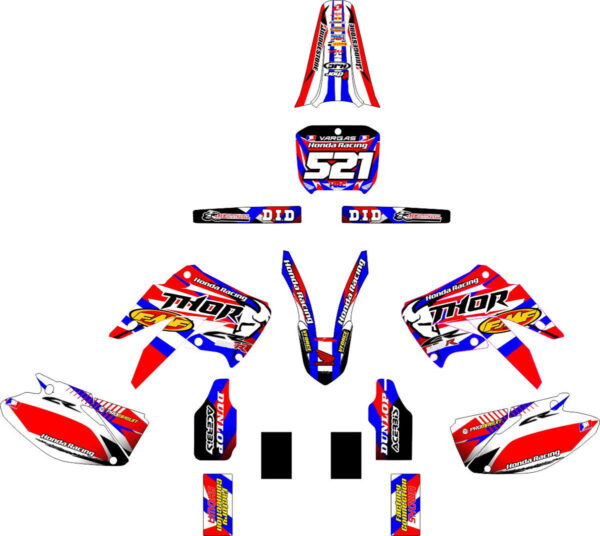 Комплект наклеек на HONDA CR-125 2002-2007 RED-BLACK-RED & BULL
