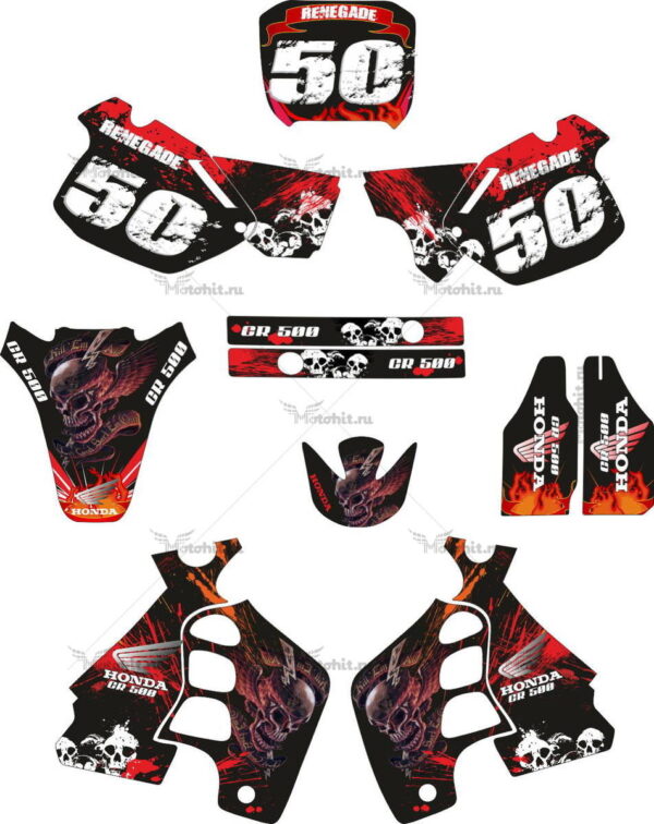 Комплект наклеек Honda CR-500 SKULLS 1991-2001