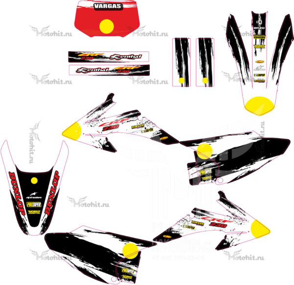 Комплект наклеек на HONDA CRF-150-230 2008-2012 RED--2