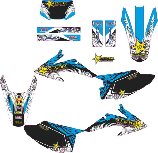 Комплект наклеек на HONDA CRF-150-230 2008-2012 ROCKSTAR-CYAN
