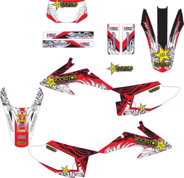 Комплект наклеек на HONDA CRF-150-230 2008-2012 ROCKSTAR-RED