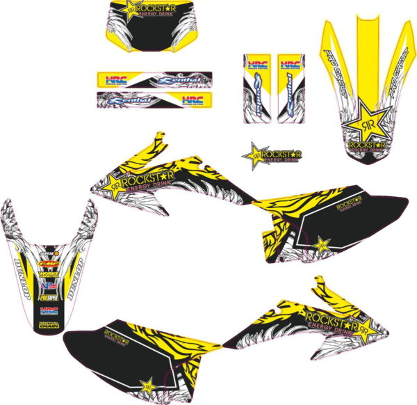 Комплект наклеек на HONDA CRF-150-230 2008-2012 ROCKSTAR-YELLOW