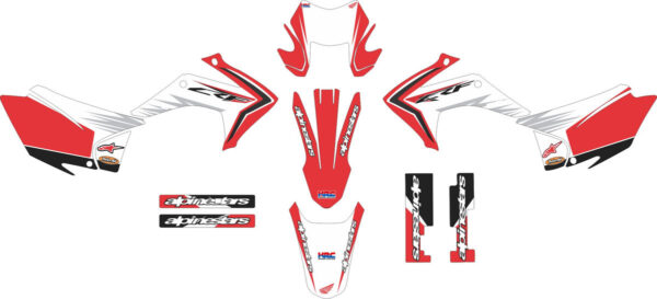 Комплект наклеек на HONDA CRF-230R 2015-2017 WHITE-RED