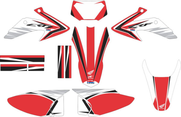 Комплект наклеек на HONDA CRF-230R RED-WHITE