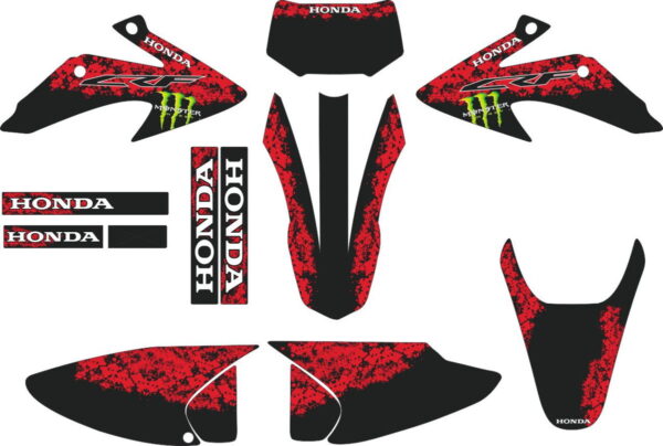 Комплект наклеек на HONDA CRF-230X 2003-2007 BLACK-RED-MONSTER