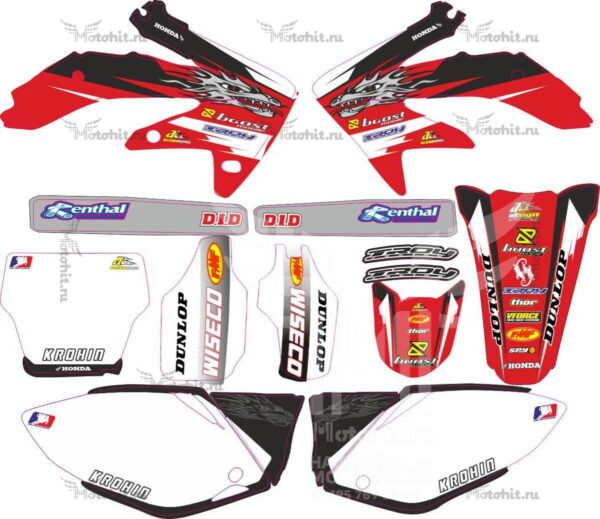 Комплект наклеек Honda HONDA-CRF-250-2004-2009-CRF-450-2005-2008 Dragon