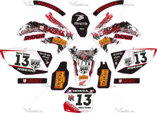 Комплект наклеек HONDA CRF-250 2004-2009 CRF-450 2005-2008 SAGRES