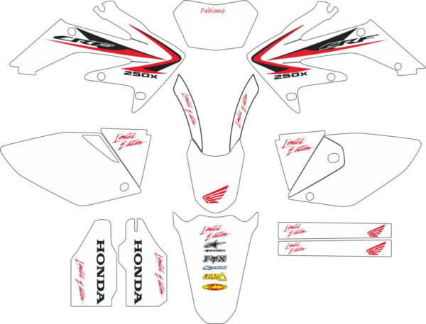 Комплект наклеек на HONDA CRF-250X 2004-2009 CRF-450X 2005-2008 12