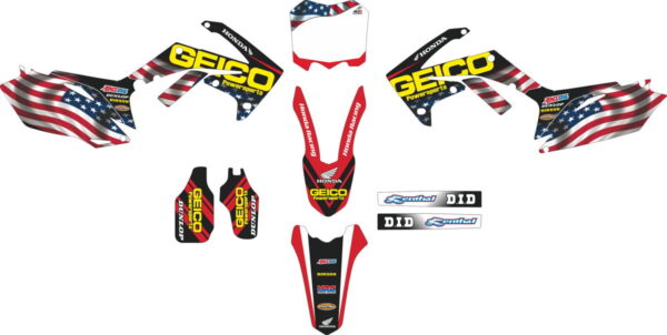 Комплект наклеек на HONDA CRF-250 2010-2013 CRF-450 2009-2012-USA-FLAG