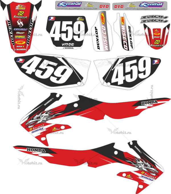 Комплект наклеек HONDA-CRF-250-2004-2009-CRF-450-2005-2008 SMALL-DRAGON