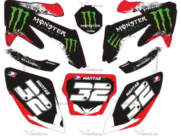 Комплект наклеек HONDA-CRF-250-2004-2009-CRF-450-2005-2008 MONSTER