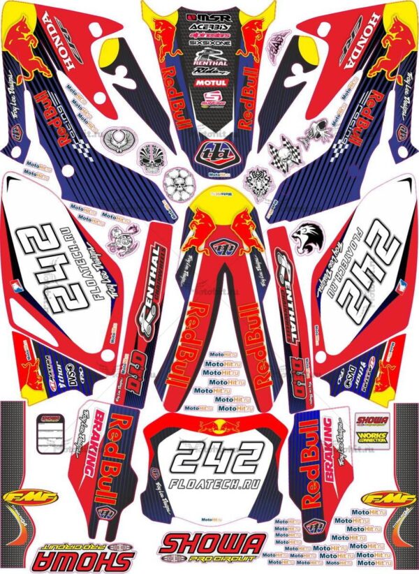 Комплект наклеек HONDA CRF-250 2004-2009 CRF-450 2005-2008 1