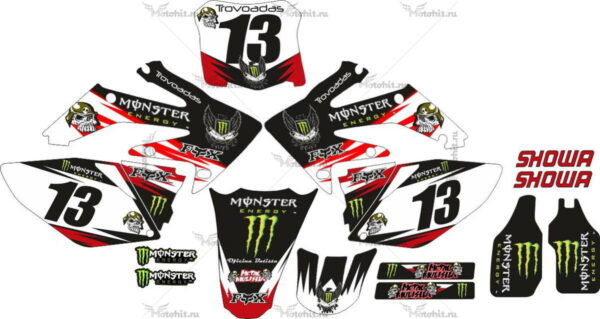 Комплект наклеек Honda CRF-250 2004-2009 CRF-450 2005-2008 MONSTER-FOX