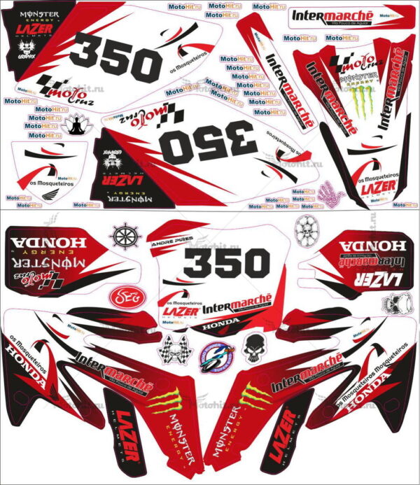 Комплект наклеек Honda CRF-250 2004-2009 CRF-450 2005-2008 MONSTER-RED-2