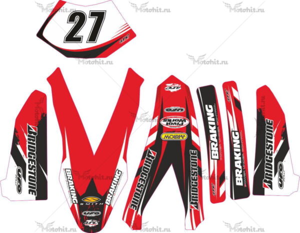 Комплект наклеек Honda CRF-250 2004-2009 CRF-450 2005-2008 RED-WHITE