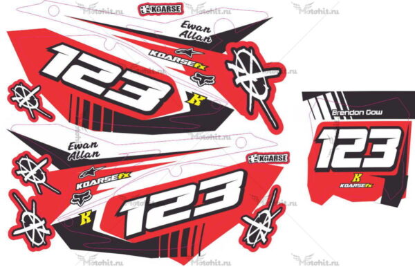 Комплект наклеек HONDA CRF-250 2014-2017, CRF-450 2013-2016 Номерные щитки