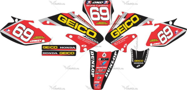 Комплект наклеек Honda CRF-450 GEICO 2002-2004