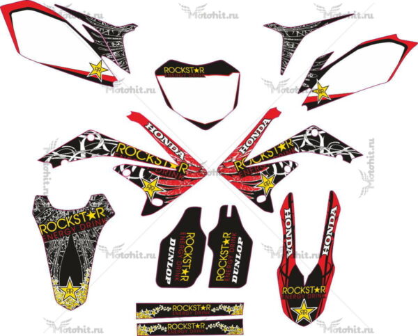Комплект наклеек HONDA CRF-250 2010-2013, CRF-450 2009-2012 Rockstaк wings