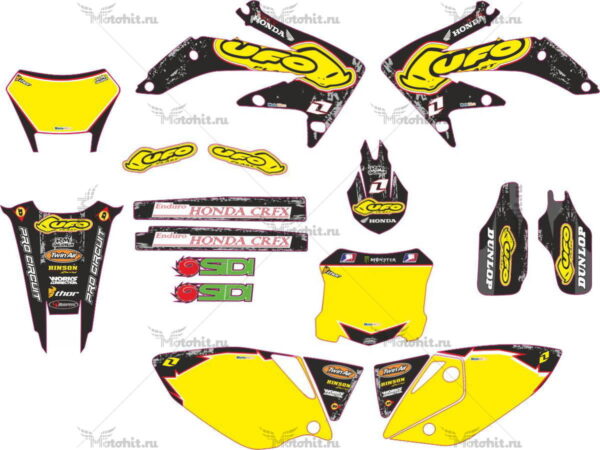Комплект наклеек HONDA CRF-250X 2004-2009, CRF-450X 2005-2008 UFO