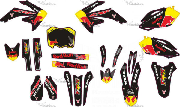 Комплект наклеек HONDA CRF 250R 2010-2013 BLACK RED BULL