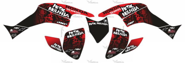Комплект наклеек Honda TRX-400 METAL-MULISHA-RED 1999-2007