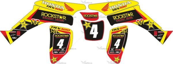 Комплект наклеек Honda TRX-400 ROCKSTAR-YELLOW 1999-2007