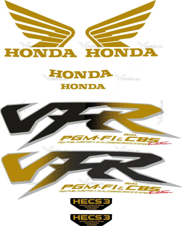 Комплект наклеек Honda VFR-800-FI 1998-2001 GOLD