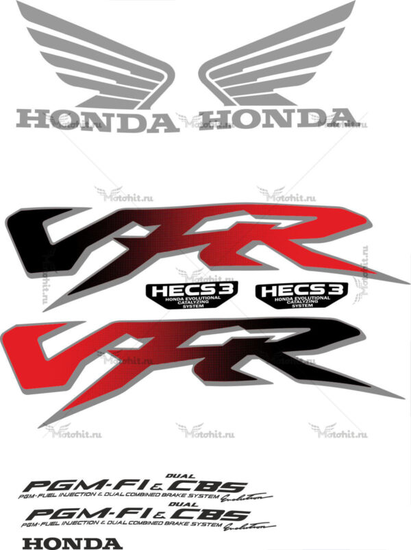 Комплект наклеек Honda VFR-800-FI 1998 INTERCEPTOR-RED