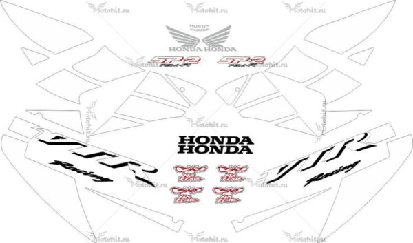 Комплект наклеек Honda VTR-1000 2002-2006 RC51-SP2-WHITE