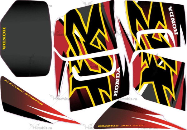 Комплект наклеек Honda XR-200-R 2000 RED-YELLOW