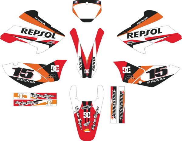 Комплект наклеек на HONDA XR-250 TORNADO-34 2001-2009